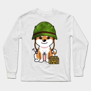 Funny orange dog is a soldier Long Sleeve T-Shirt